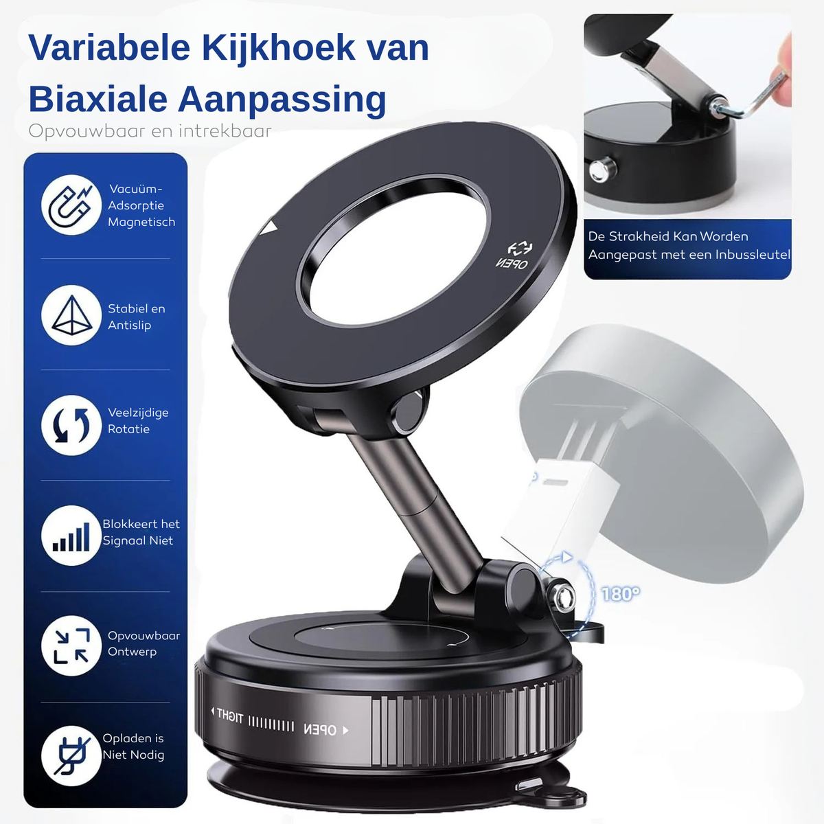 DriveWise Vacuum Magnetic Phone Holder™ – Altijd een veilige grip, moeiteloos handsfree gebruik.