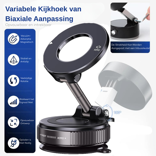 DriveWise Vacuum Magnetic Phone Holder™ – Altijd een veilige grip, moeiteloos handsfree gebruik.