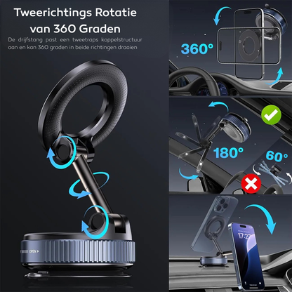 DriveWise Vacuum Magnetic Phone Holder™ – Altijd een veilige grip, moeiteloos handsfree gebruik.